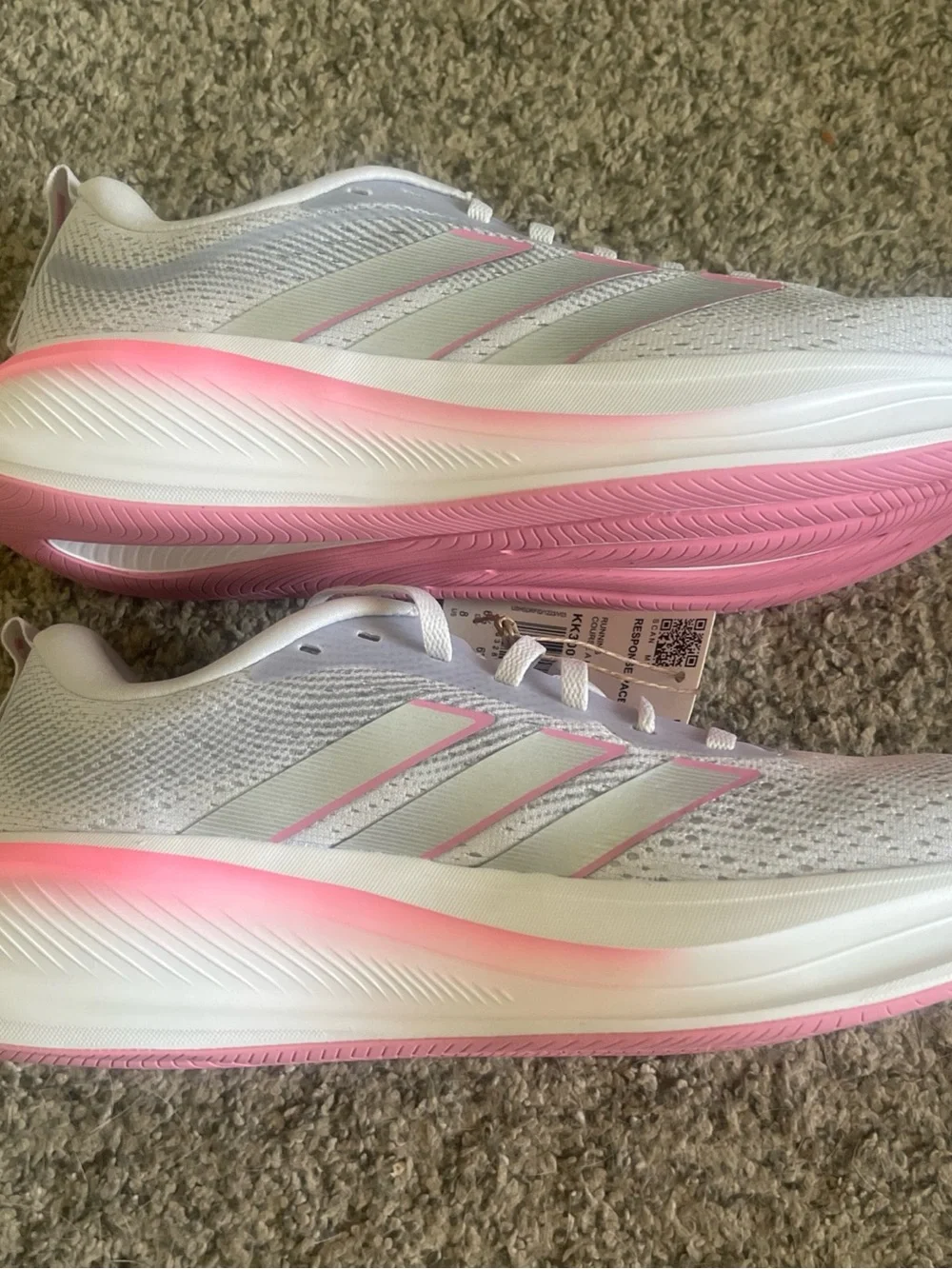 Adidas Response Pace W Women's Running Shoes - Light Gray with Pink Accents W 8